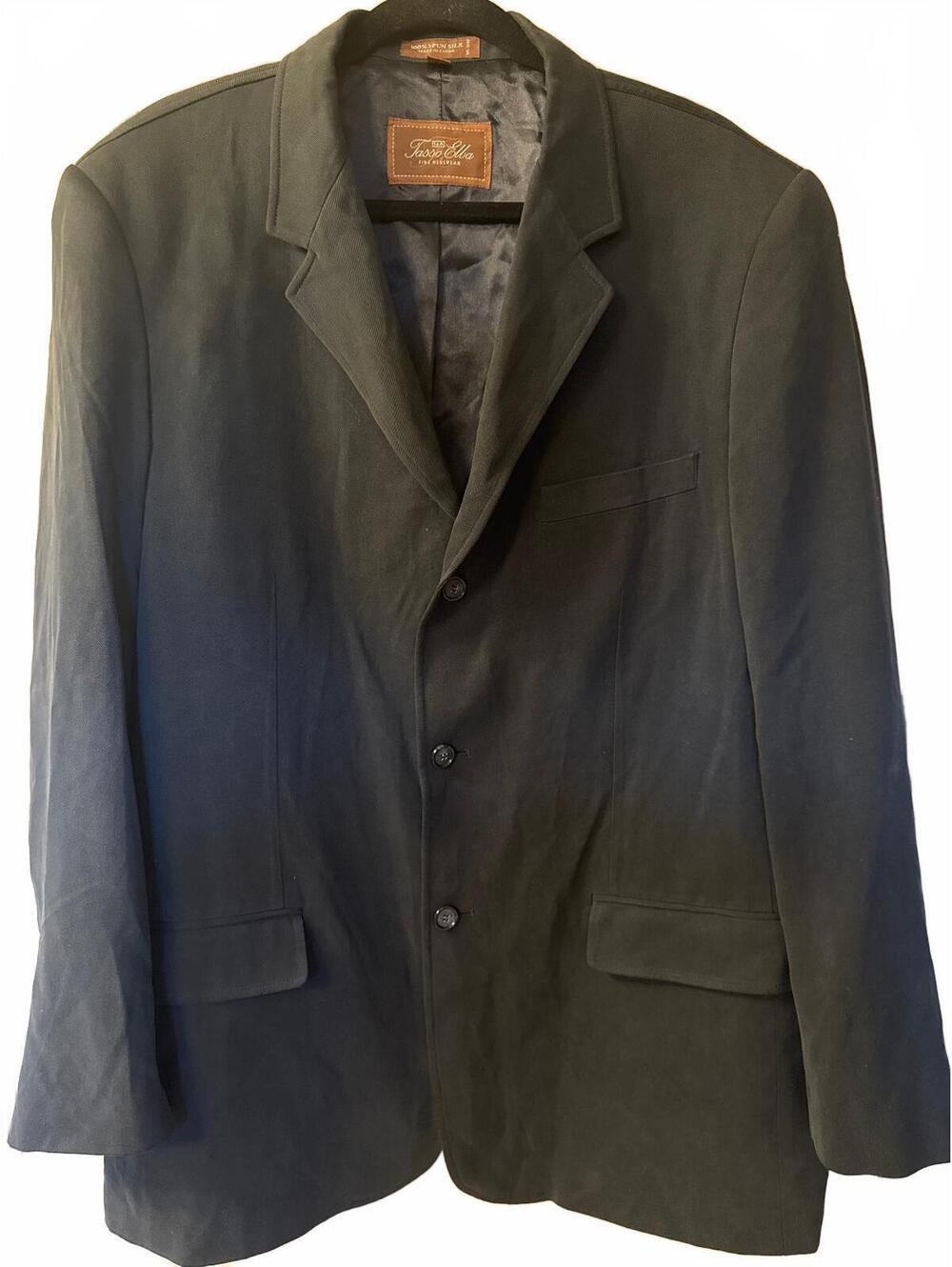 Tasso Elba Men's Black 100% Spun Silk Blazer Jacket Size Large